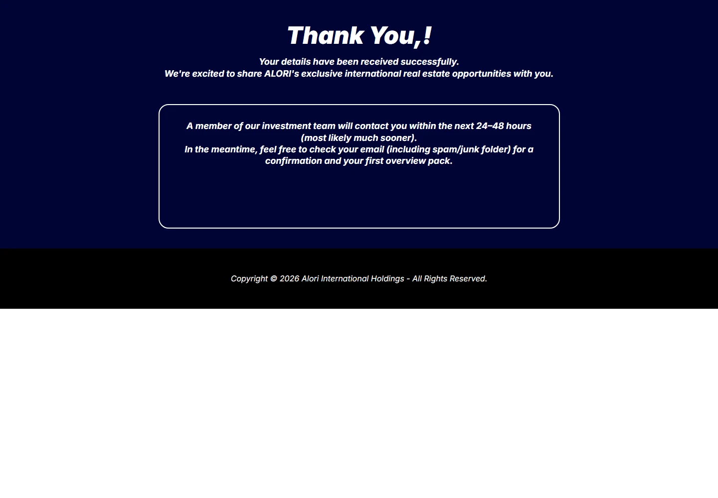 Enquiry confirmation